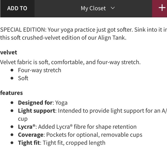 Lululemon Crushed Velvet Align Tank Top - Picture 3 of 6